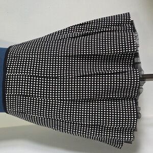 Wrapper Black & White Polka Dot Above the Knee Skirt Lace Hem